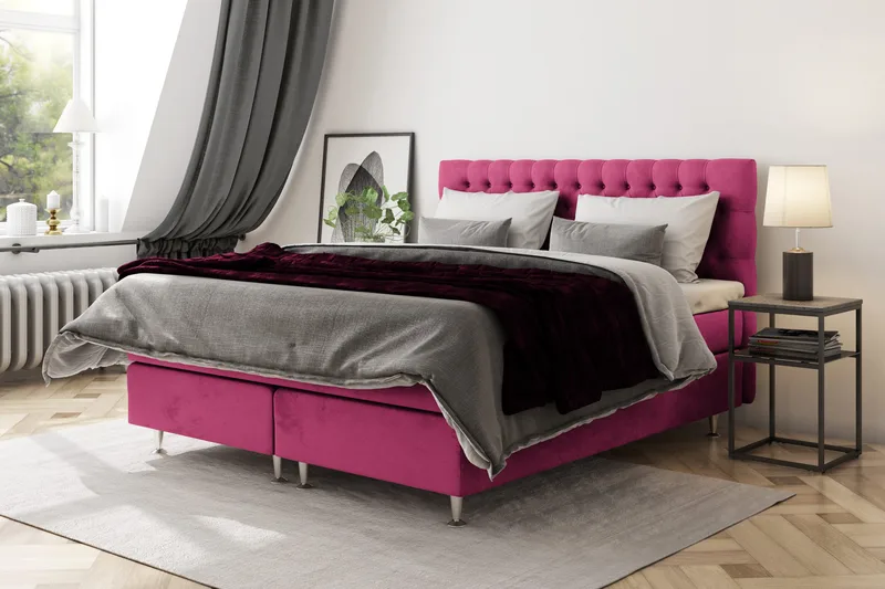 Celine Kontinentalsäng 180x200cm - Rosa/Sammet - Möbler - Säng - Kontinentalsäng
