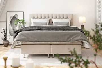 Celine Sängpaket 140x200cm - Beige / Sammet - Möbler - Säng - Kontinentalsäng