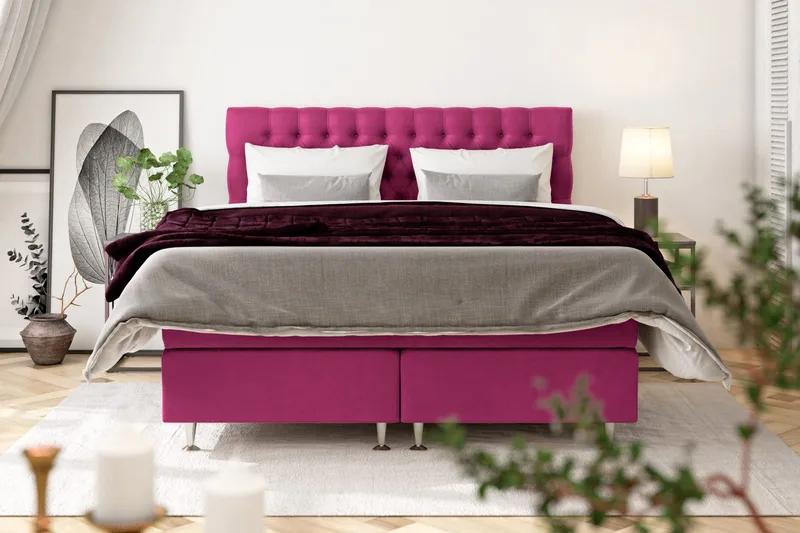 Celine Sängpaket 180x200 cm - Rosa/Sammet - Möbler - Säng - Kontinentalsäng