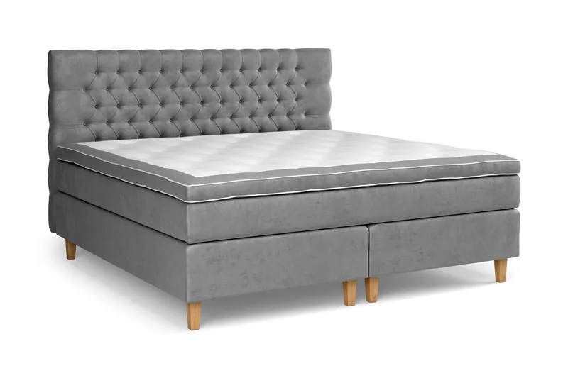 Celine Sängpaket 210x210cm - Grå/Sammet - Möbler - Säng - Komplett sängpaket