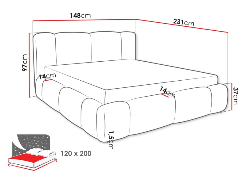 Cirencester Sängram med förvaring 120x200 cm - beige - Möbler - Säng - Sängram & sängstomme