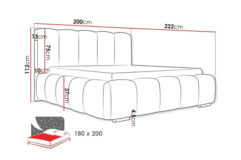 Cleaton Sängram 160x200 cm med Förvaring HVILA Pocketresårmadrass och Bäddmadrass i Latex med Tvättbar klädsel - Beige/Vit - Möbler - Säng - Komplett sängpaket