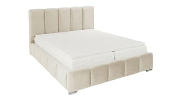 Cleaton Sängram 160x200 cm med Förvaring HVILA Pocketresårmadrass och Bäddmadrass i Latex med Tvättbar klädsel - Beige/Vit - Möbler - Säng - Komplett sängpaket