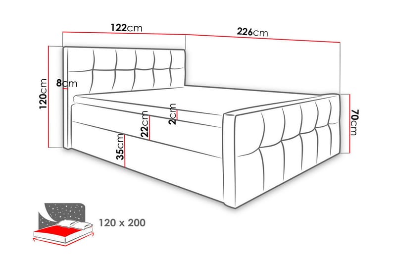 Doncaster Sängpaket Kontinentalsäng 120x200 cm - Röd - Möbler - Säng - Komplett sängpaket