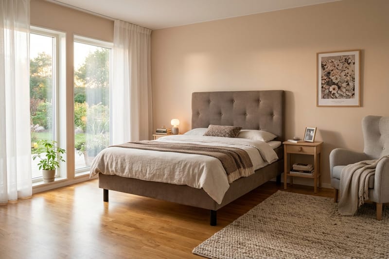 Dream Komplett Sängpaket 140x200 cm Assymetriska knappar - Brun - Möbler - Säng - Komplett sängpaket