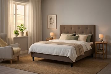 Dream Komplett Sängpaket 160x200 cm Assymetriska knappar - Brun - Möbler - Säng - Komplett sängpaket