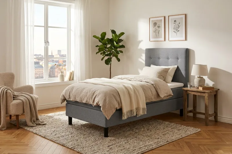 Dream Komplett Sängpaket 90x200 cm Knappar - Grå - Möbler - Säng - Komplett sängpaket