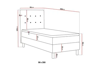 Dream Komplett Sängpaket 90x200 cm Knappar - Mörkgrå - Möbler - Säng - Komplett sängpaket
