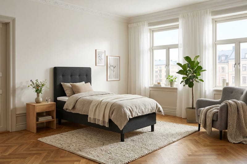 Dream Komplett Sängpaket 90x200 cm Knappar - Svart - Möbler - Säng - Komplett sängpaket