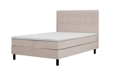 Dream Komplett Sängpaket med Knappad Sänggavel och Bäddmadrass – Kontinentalsäng 120x200 cm i Tyg med Fasthetsgrad Medium - Beige - Möbler - Säng - Komplett sängpaket