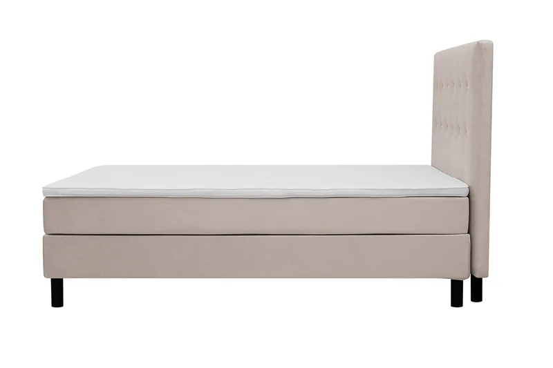 Dream Komplett Sängpaket med Knappad Sänggavel och Bäddmadrass – Kontinentalsäng 120x200 cm i Tyg med Fasthetsgrad Medium - Beige - Möbler - Säng - Komplett sängpaket