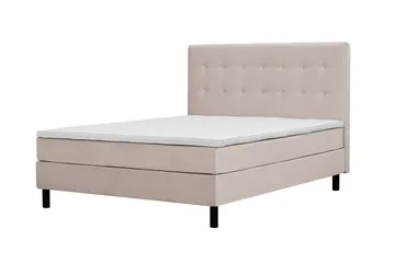 Dream Komplett Sängpaket med Knappad Sänggavel och Bäddmadrass – Kontinentalsäng 150x200 cm i Tyg med Fasthetsgrad Medium - Beige - Möbler - Säng - Komplett sängpaket