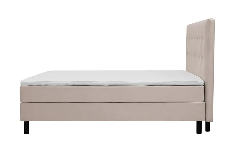 Dream Komplett Sängpaket med Knappad Sänggavel och Bäddmadrass – Kontinentalsäng 160x200 cm i Tyg med Fasthetsgrad Medium - Beige - Möbler - Säng - Komplett sängpaket