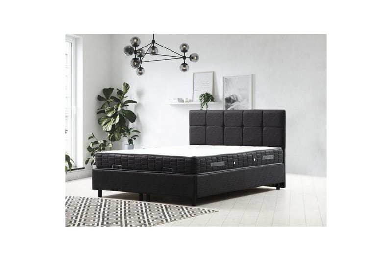 Dubbelmadrass, Bas & Huvudgavel Sudalmuni set antracit - 160 x 114 x 200 cm - Möbler - Säng - Komplett sängpaket