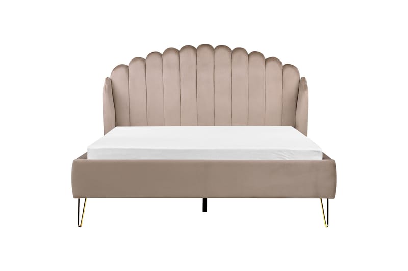 Dubbelsäng 160 x 200 cm sammet taupe AMBILLOU - Möbler - Säng - Sängram & sängstomme