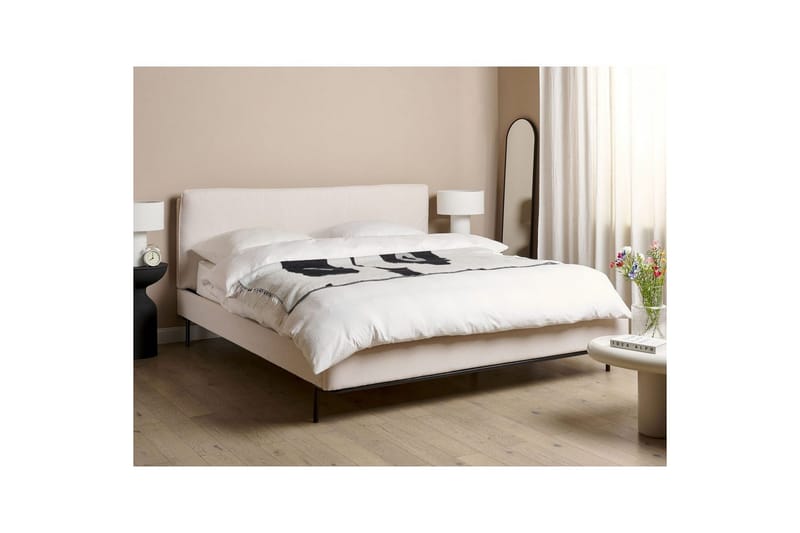 Dubbelsäng Corio med lamellram Beige-Svart, 180x200 cm - Beige-Svart, 180x200 cm - Möbler - Säng - Dubbelsäng