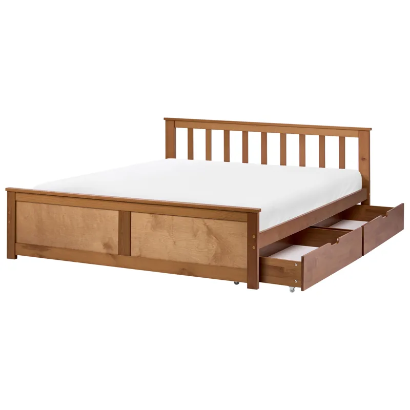 Dubbelsäng med 2 lådor Olendon 120x200 - Brun - Möbler - Säng - Sängram & sängstomme