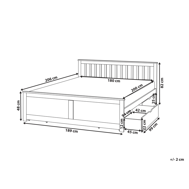 Dubbelsäng med 4 lådor Olendon 180x200 - Brun - Möbler - Säng - Sängram & sängstomme