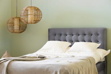 Ella Sängpaket 140x200 cm Rutig Gavel - Ljusgrå/Sammet - Möbler - Säng - Komplett sängpaket