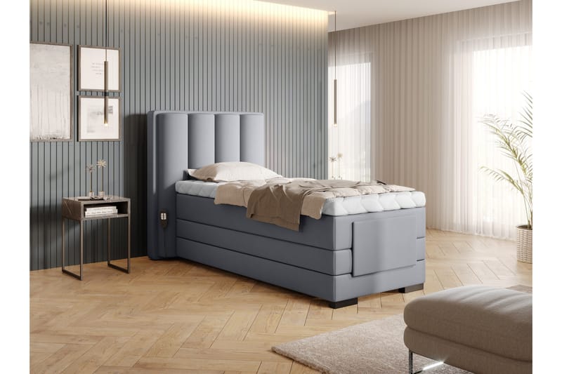 Banti Ställbar Kontinentalsäng 90x200 cm - Grå - Möbler - Säng - Enkelsäng