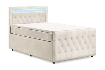 Franco Light Komplett Sängpaket med förvaring LED-belysning 120x200 cm - Beige - Möbler - Säng - Komplett sängpaket
