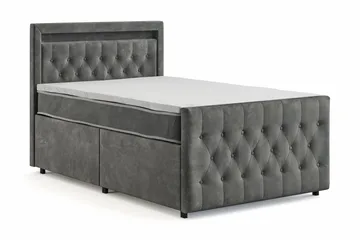Franco Light Komplett Sängpaket med förvaring LED-belysning 120x200 cm - Grå - Möbler - Säng - Komplett sängpaket