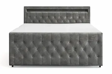 Franco light Komplett Sängpaket med förvaring LED-belysning 180x200 cm - Grå - Möbler - Säng - Komplett sängpaket