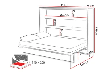 Rauk Fällbar Sängskåp 211x168 cm - Vit - Möbler - Säng - Gästsäng & extrasäng - Sängskåp