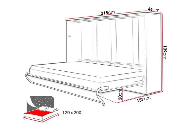 Concept Pro Sängskåp 120x200cm Wilson & Wood White High gloss - Möbler - Säng - Gästsäng & extrasäng - Sängskåp