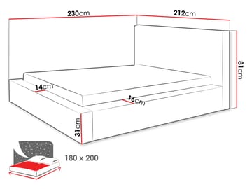 Gadi Sängram med förvaring 180x200 cm - grå - Möbler - Säng - Sängram & sängstomme