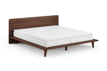 Gryning Sängram med Gavel 180x200 cm med Pocketresårmadrass 7 zoner och Bäddmadrass i Memoryskum Tvättbar klädsel - Valnöt - Möbler - Säng - Sängram & sängstomme