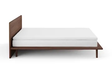 Gryning Sängram med Gavel 180x200 cm med Pocketresårmadrass 7 zoner och Bäddmadrass i Memoryskum Tvättbar klädsel - Valnöt - Möbler - Säng - Sängram & sängstomme