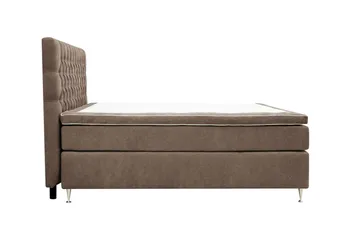 HVILA Lyx Komplett Sängpaket 160x200 cm Kontinentalsäng med knappad sänggavel i chenille - Mörkbrun - Möbler - Säng - Komplett sängpaket