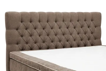HVILA Lyx Komplett Sängpaket 160x200 cm Kontinentalsäng med knappad sänggavel i chenille - Mörkbrun - Möbler - Säng - Komplett sängpaket