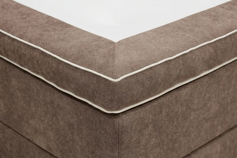 HVILA Lyx Komplett Sängpaket 160x200 cm Kontinentalsäng med knappad sänggavel i chenille - Mörkbrun - Möbler - Säng - Komplett sängpaket