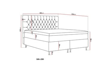 HVILA Lyx Komplett Sängpaket 180x200 cm Kontinentalsäng med knappad sänggavel i sammet - Grå - Möbler - Säng - Kontinentalsäng