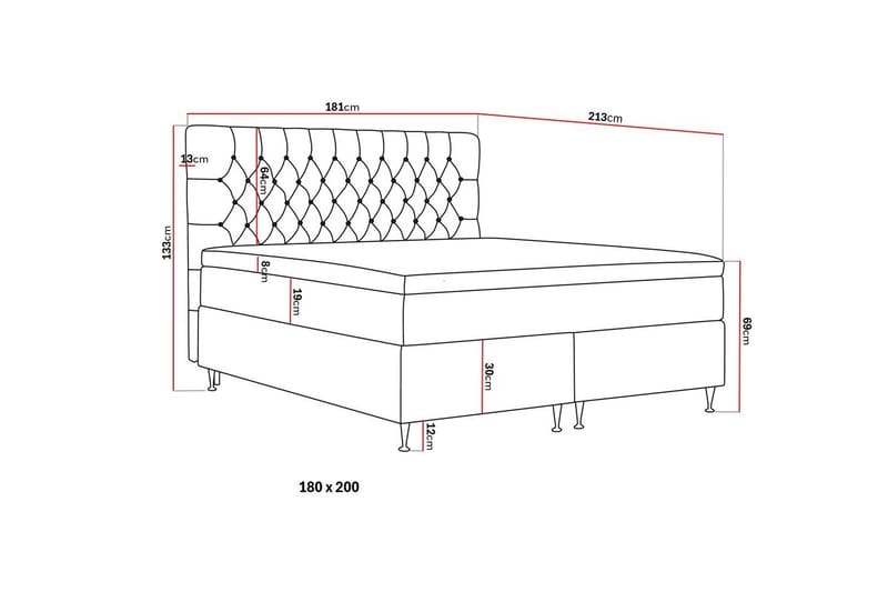 HVILA Lyx Komplett Sängpaket 180x200 cm Kontinentalsäng med knappad sänggavel i sammet - Grå - Möbler - Säng - Kontinentalsäng