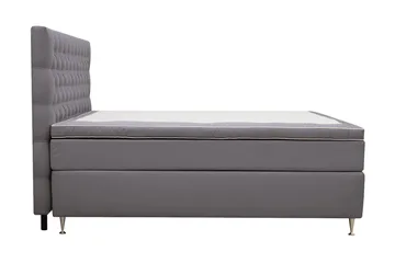 HVILA Lyx Komplett Sängpaket 180x200 cm Kontinentalsäng med knappad sänggavel i sammet - Grå - Möbler - Säng - Kontinentalsäng