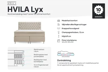 HVILA Lyx Komplett Sängpaket 180x200 cm Kontinentalsäng med knappad sänggavel i sammet - Grå - Möbler - Säng - Kontinentalsäng