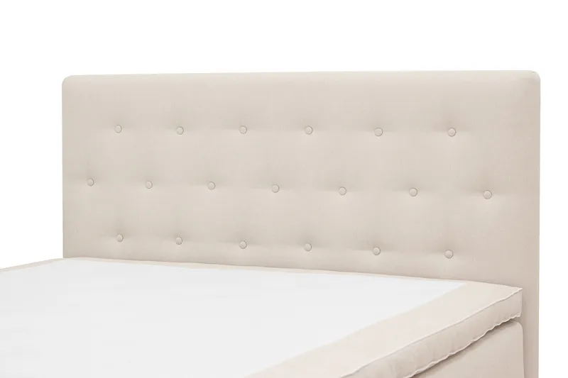 HVILA Plus Komplett Sängpaket – Kontinentalsäng 140x200 cm i Tyg med Förvaring, Sänggavel + Bäddmadrass med Fasthetsgrad Mediumfast - Ljusbeige - Möbler - Säng - Komplett sängpaket