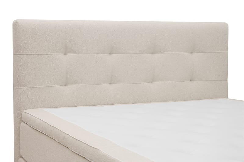 HVILA Premium Komplett Sängpaket 180x200 cm Kontinentalsäng med Sänggavel - Ljusbeige Bouclé - Möbler - Säng - Komplett sängpaket
