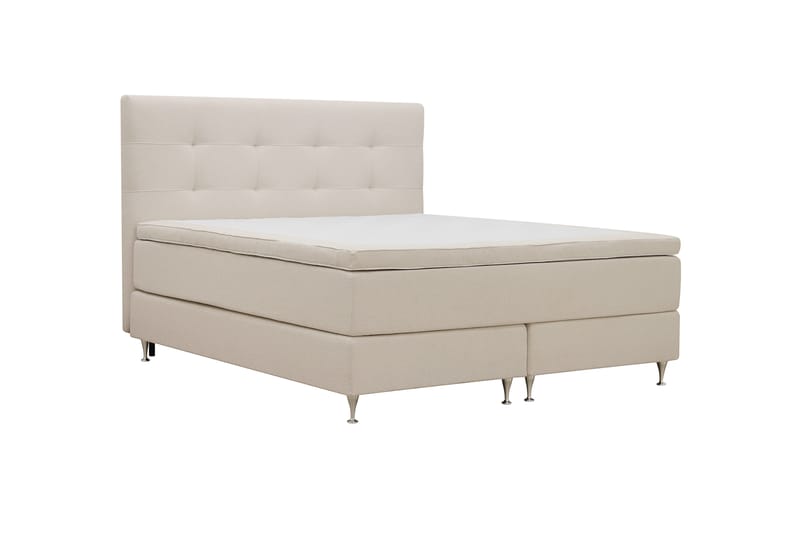 HVILA Premium Komplett Sängpaket 180x200 cm Kontinentalsäng med Sänggavel - Ljusbeige Bouclé - Möbler - Säng - Komplett sängpaket