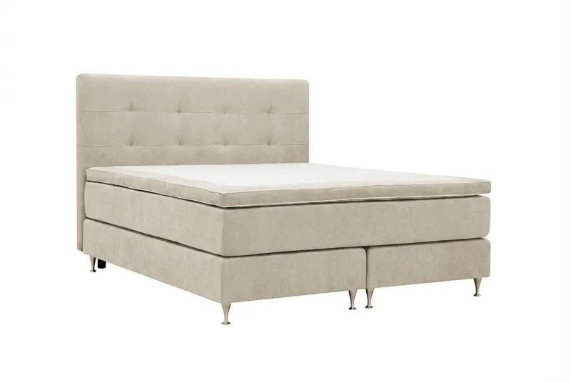 HVILA Premium Komplett Sängpaket 160x200 cm Kontinentalsäng med Sänggavel - Beige Tyg - Möbler - Säng - Kontinentalsäng