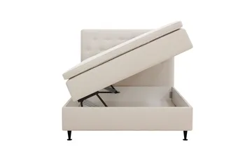 HVILA Plus Komplett Sängpaket – Kontinentalsäng 140x200 cm i Tyg med Förvaring, Sänggavel + Bäddmadrass med Fasthetsgrad Mediumfast - Ljusbeige - Möbler - Säng - Komplett sängpaket
