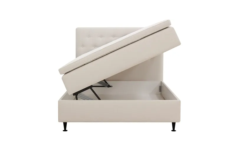 HVILA Plus Komplett Sängpaket – Kontinentalsäng 140x200 cm i Tyg med Förvaring, Sänggavel + Bäddmadrass med Fasthetsgrad Mediumfast - Ljusbeige - Möbler - Säng - Komplett sängpaket