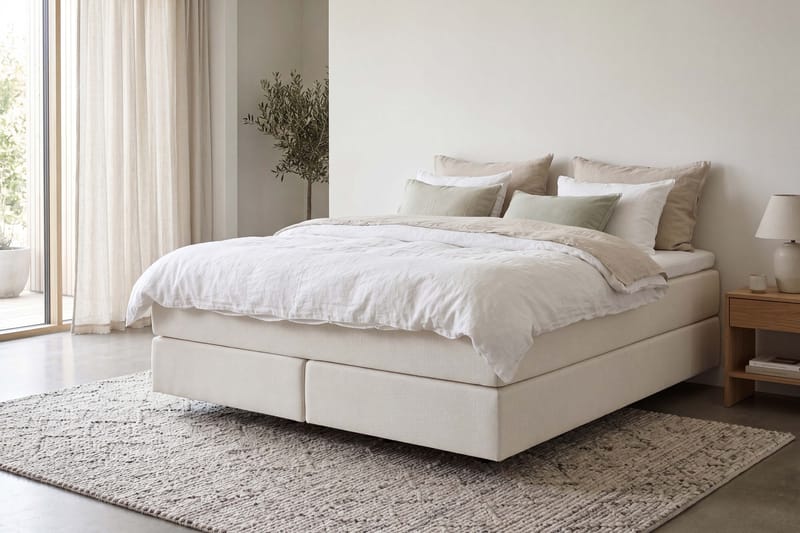 HVILA Premium Kontinentalsäng 180x200 cm med svävande effekt inkl. Bäddmadrass i Memoryskum med Tvättbar klädsel - Memoryskum - Möbler - Säng - Komplett sängpaket