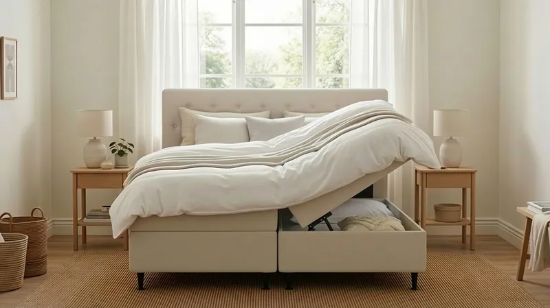 HVILA Plus Komplett Sängpaket med Förvaring 180x200 cm - Ljusbeige - Möbler - Säng - Komplett sängpaket