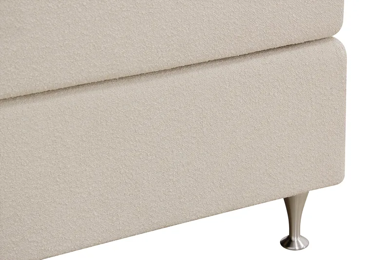 HVILA Premium Komplett Sängpaket 160x200 cm Kontinentalsäng med Sänggavel - Ljusbeige Bouclé - Möbler - Säng - Komplett sängpaket