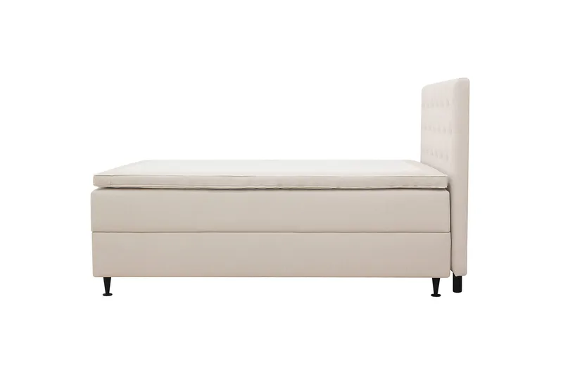 HVILA Plus Komplett Sängpaket – Kontinentalsäng 140x200 cm i Tyg med Förvaring, Sänggavel + Bäddmadrass med Fasthetsgrad Mediumfast - Ljusbeige - Möbler - Säng - Komplett sängpaket