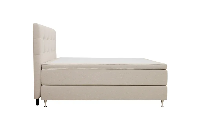 HVILA Premium Komplett Sängpaket 160x200 cm Kontinentalsäng med Sänggavel - Ljusbeige Bouclé - Möbler - Säng - Komplett sängpaket